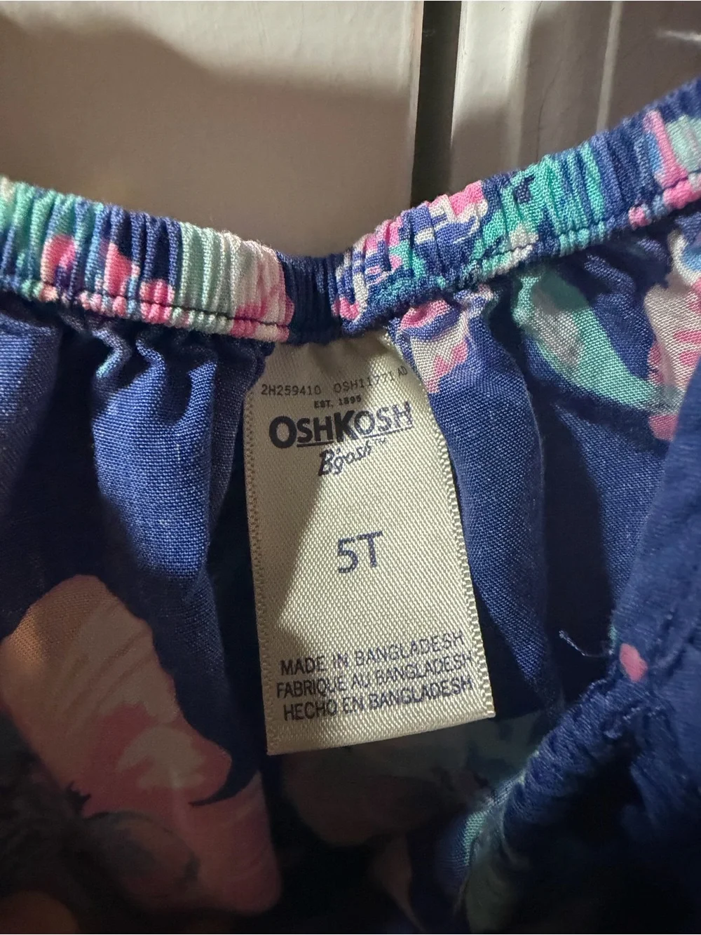OshKosh B'gosh Navy Floral Romper with Pink & Teal Flowers